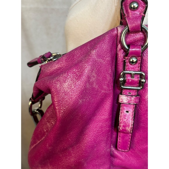Coach Madison Lindsey Satchel Magenta Pink Leather Handbag 21222 - Picture 3 of 8